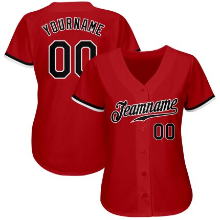 Custom Authentic Baseball Jersey Red Black White Style 5990 Custom Red Black-White Authentic Baseball Jersey Style 5990
