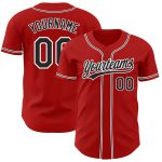 Custom Authentic Baseball Jersey in Red, Black and White Colors Custom Red Black-White Authentic Baseball Jersey