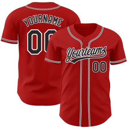 Custom Authentic Baseball Jersey in Red, Black and White Colors Custom Red Black-White Authentic Baseball Jersey