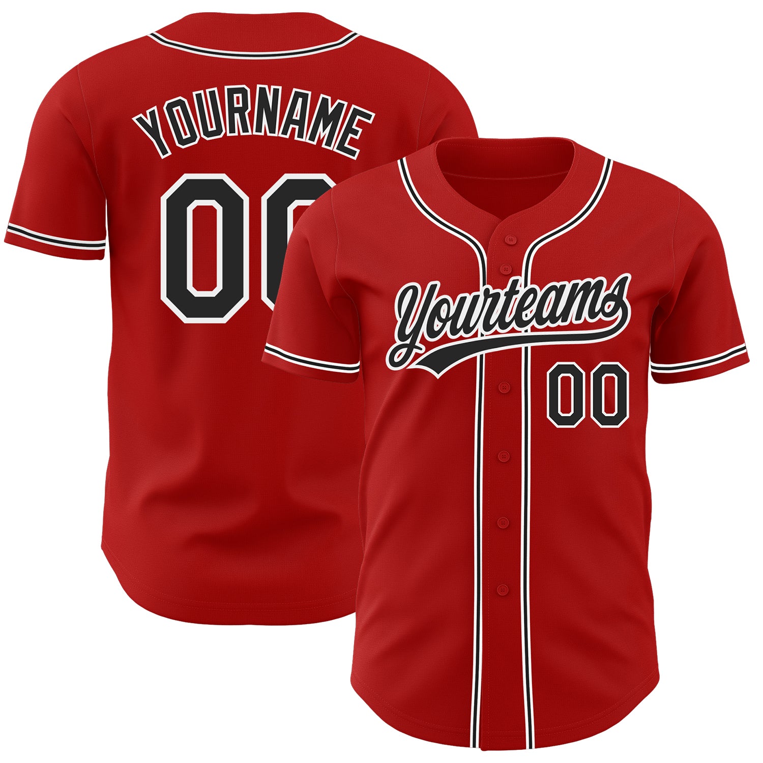Custom Authentic Baseball Jersey in Red, Black and White Colors Custom Red Black-White Authentic Baseball Jersey
