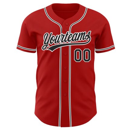 Custom Authentic Baseball Jersey in Red, Black and White Colors Custom Red Black-White Authentic Baseball Jersey