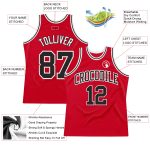 Custom Authentic Throwback Basketball Jersey Red Black White Design Custom Red Black-White Authentic Throwback Basketball