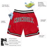 Red Black White Custom Authentic Basketball Shorts - Throwback Style Custom Red Black-White Authentic Throwback Basketball