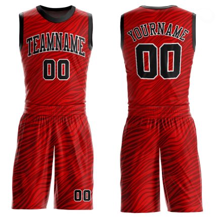 Custom Basketball Jersey Sublimation Red Black White Round Neck Style 7474 Custom Red Black-White Round Neck Sublimation