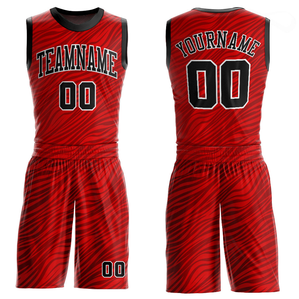 Custom Basketball Jersey Sublimation Red Black White Round Neck Style 7474 Custom Red Black-White Round Neck Sublimation