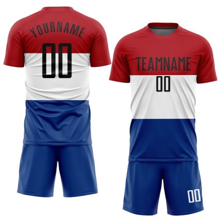 Custom Dutch Flag Soccer Jersey - Red Black White-Royal Sublimation Uniform Custom Red Black White-Royal Sublimation Dutch