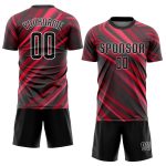 Custom Soccer Uniform Jersey Red Black White Sublimation Style 6033 Custom Red Black-White Sublimation Soccer Uniform Jersey