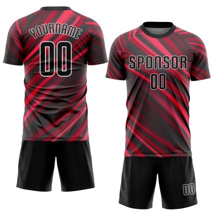 Custom Soccer Uniform Jersey Red Black White Sublimation Style 6033 Custom Red Black-White Sublimation Soccer Uniform Jersey