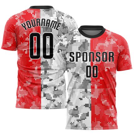 Custom Red Black White Soccer Uniform Jersey Sublimation Style 7618 Custom Red Black-White Sublimation Soccer Uniform Jersey