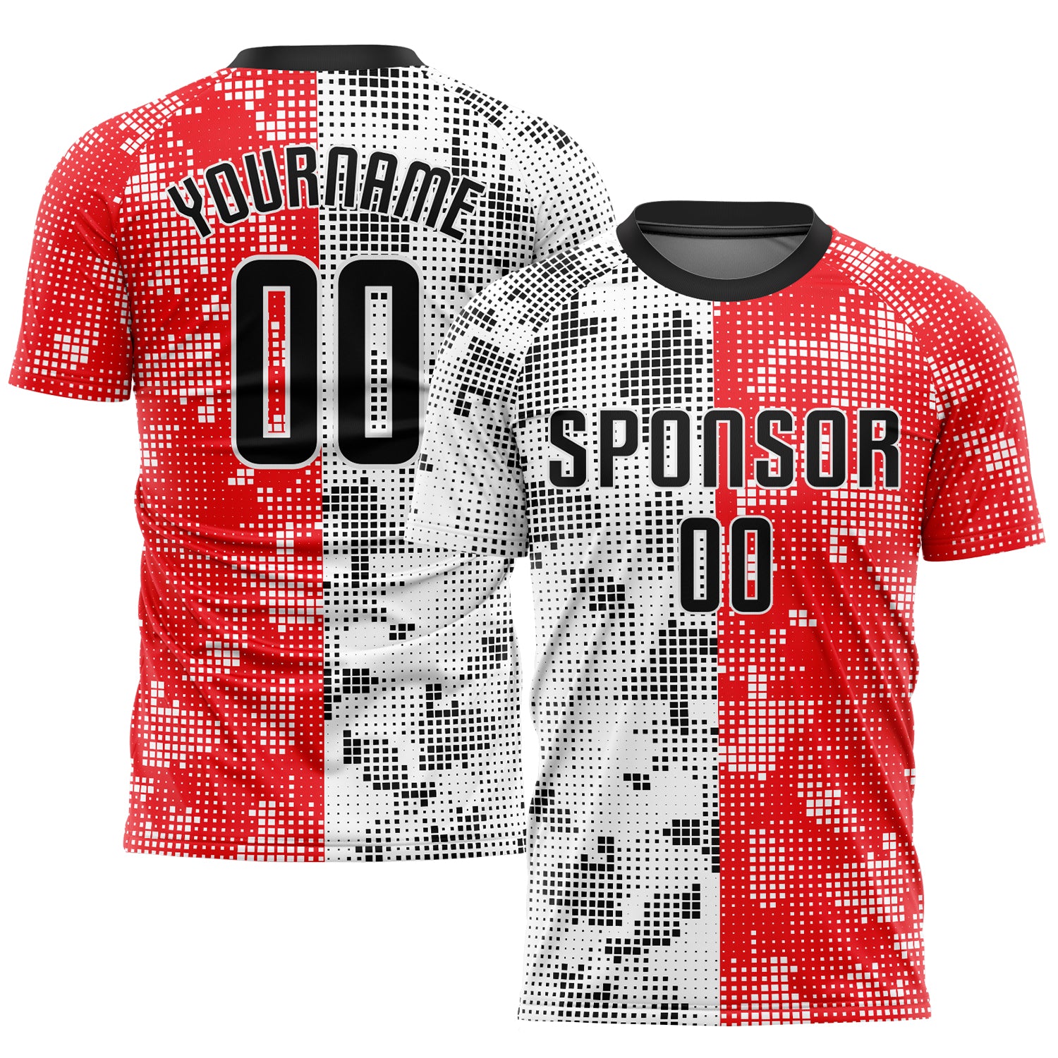 Custom Red Black White Soccer Uniform Jersey Sublimation Style 7618 Custom Red Black-White Sublimation Soccer Uniform Jersey