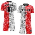 Custom Red Black White Soccer Uniform Jersey Sublimation Style 7618 Custom Red Black-White Sublimation Soccer Uniform Jersey