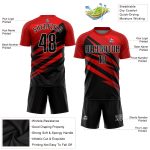 Custom Soccer Uniform Jersey Red Black White Sublimation Style 7741 Custom Red Black-White Sublimation Soccer Uniform Jersey