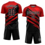 Custom Soccer Uniform Jersey Red Black White Sublimation Style 7741 Custom Red Black-White Sublimation Soccer Uniform Jersey