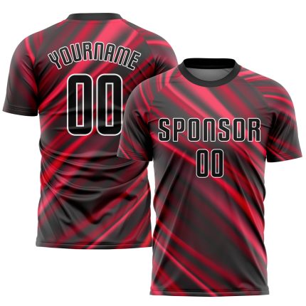 Custom Soccer Jersey Red Black White Sublimation Uniform for Teams Custom Red Black-White Sublimation Soccer Uniform Jersey