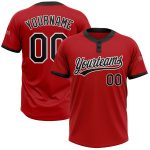 Custom Unisex Softball Jersey Red Black White Two-Button Design for All Ages Custom Red Black-White Two-Button Unisex Softball