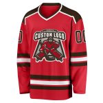 Custom Red Brown-White Hockey Jersey - Personalized Sports Jersey for Fans and Players Custom Red Brown-White Hockey Jersey