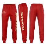 Custom Red Fleece Jogger Sweatpants for Men and Women - Comfortable and Stylish Custom Red Cream Fleece Jogger Sweatpants