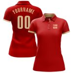 Custom Red Performance Golf Polo Shirt - Breathable and Stylish Design Custom Red Cream Performance Golf Polo Shirt