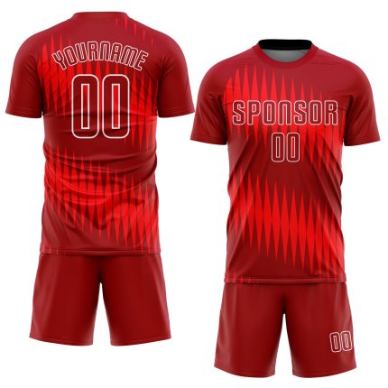 Custom Red White Sublimation Soccer Jersey - Personalized Team Uniform Custom Red Crimson-White Sublimation Soccer Uniform