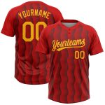 Custom Red Gold Black Unisex Softball Jersey - Two-Button Design, Comfortable Fit Custom Red Gold-Black Two-Button Unisex