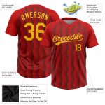 Custom Red Gold Black Unisex Softball Jersey - Two-Button Design, Comfortable Fit Custom Red Gold-Black Two-Button Unisex