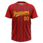 Custom Red Gold Black Unisex Softball Jersey - Two-Button Design, Comfortable Fit Custom Red Gold-Black Two-Button Unisex