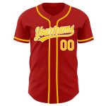 Custom Red Gold White Baseball Jersey Authentic Design for Sports Fans Custom Red Gold-White Authentic Baseball Jersey
