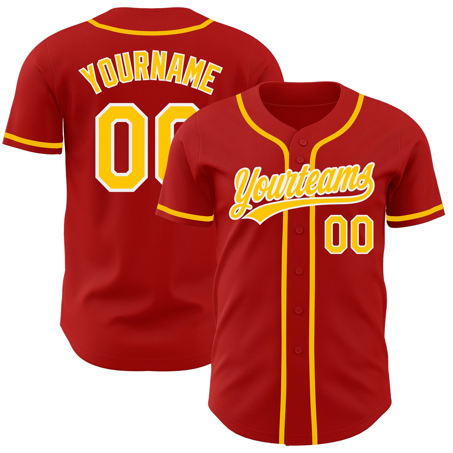 Custom Red Gold White Baseball Jersey Authentic Design for Sports Fans Custom Red Gold-White Authentic Baseball Jersey
