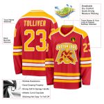 Custom Red Gold White Hockey Jersey - Personalized Ice Hockey Uniform Custom Red Gold-White Hockey Jersey