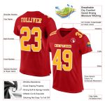 Custom Authentic Football Jersey - Red Gold and White Mesh Design Custom Red Gold-White Mesh Authentic Football Jersey