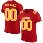 Custom Authentic Football Jersey - Red Gold and White Mesh Design Custom Red Gold-White Mesh Authentic Football Jersey