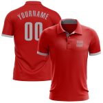 Custom Performance Golf Polo Shirt in Red and Gray - Premium Quality Activewear Custom Red Gray Performance Golf Polo Shirt