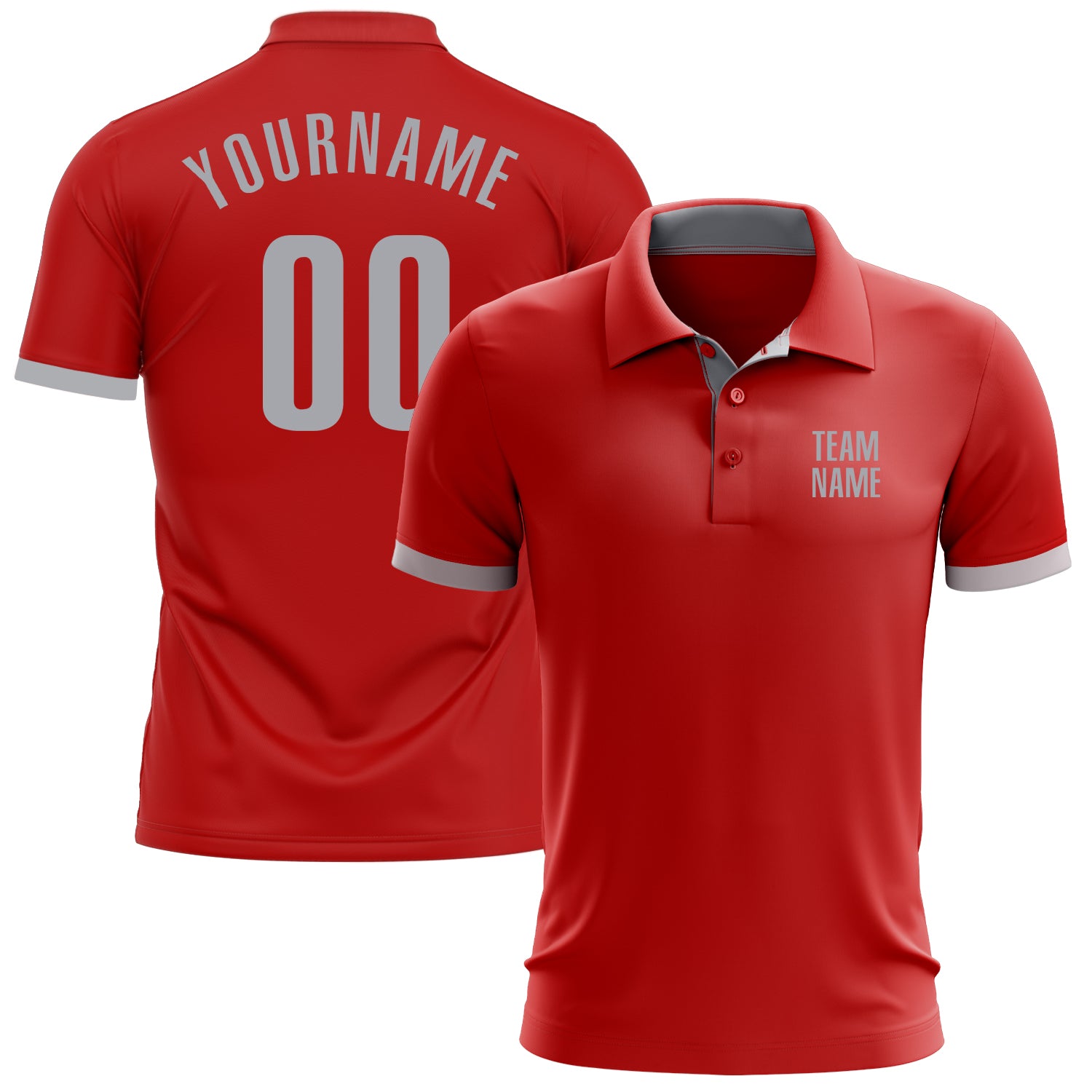 Custom Performance Golf Polo Shirt in Red and Gray - Premium Quality Activewear Custom Red Gray Performance Golf Polo Shirt