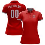 Custom Performance Golf Polo Shirt in Red and Gray - Premium Quality Activewear Custom Red Gray Performance Golf Polo Shirt
