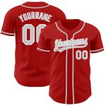 Custom Red Gray White Baseball Jersey - Authentic Team Apparel, Personalized Unique Design Custom Red Gray-White Authentic