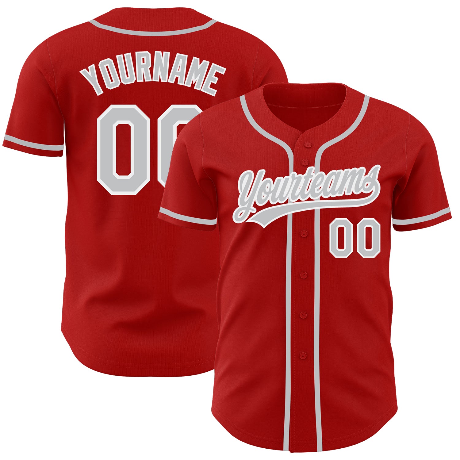Custom Red Gray White Baseball Jersey - Authentic Team Apparel, Personalized Unique Design Custom Red Gray-White Authentic