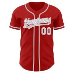 Custom Red Gray White Baseball Jersey - Authentic Team Apparel, Personalized Unique Design Custom Red Gray-White Authentic