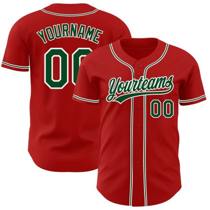 Custom Authentic Red Green White Baseball Jersey Style 7999 Custom Red Green-White Authentic Baseball Jersey Style 7999