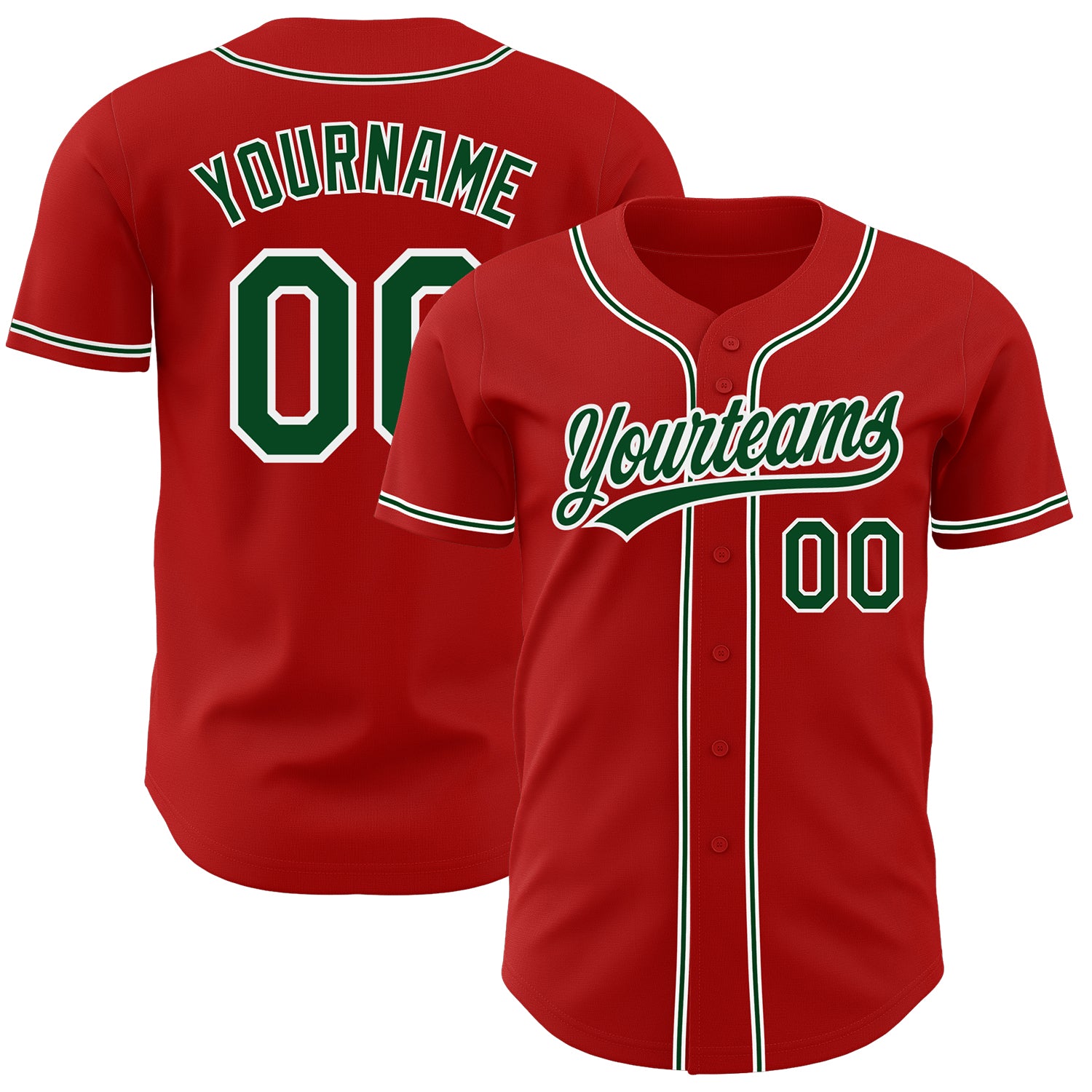 Custom Authentic Red Green White Baseball Jersey Style 7999 Custom Red Green-White Authentic Baseball Jersey Style 7999