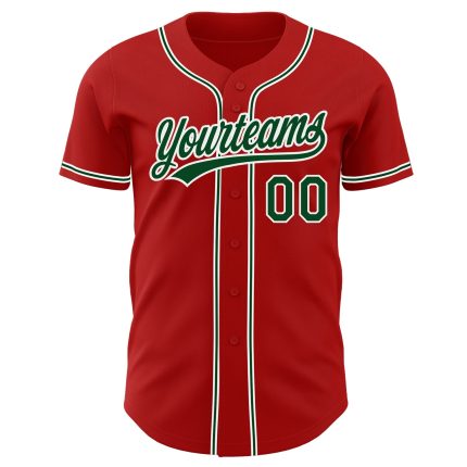 Custom Authentic Red Green White Baseball Jersey Style 7999 Custom Red Green-White Authentic Baseball Jersey Style 7999