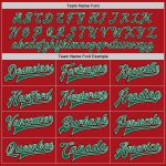 Custom Red Kelly Green Cream Black Varsity Letterman Bomber Jacket Full-Snap Custom Red Kelly Green Cream-Black Bomber Full-Snap