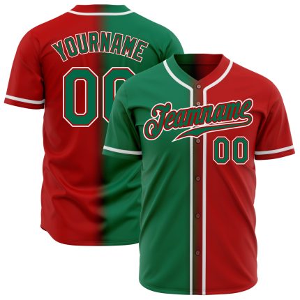 Custom Red Kelly Green White Authentic Baseball Jersey Fade Fashion Custom Red Kelly Green-White Authentic Fade Fashion Baseball