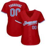 Authentic Custom Red Light Blue White Baseball Jersey for Men and Women Custom Red Light Blue-White Authentic Baseball Jersey