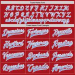 Custom Two-Tone Red Blue White Varsity Letterman Bomber Full-Snap Jacket Custom Red Light Blue-White Bomber Full-Snap Varsity