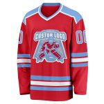 Red Custom Light Blue White Hockey Jersey - Personalized Team Sports Apparel Custom Red Light Blue-White Hockey Jersey