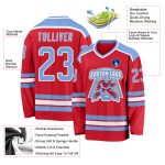 Red Custom Light Blue White Hockey Jersey - Personalized Team Sports Apparel Custom Red Light Blue-White Hockey Jersey