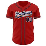 Custom Red Navy Old Gold Baseball Jersey - Authentic Design for Fans Custom Red Navy-Old Gold Authentic Baseball Jersey