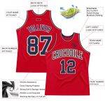 Custom Red Navy Gold Throwback Basketball Jersey Authentic Style Custom Red Navy-Old Gold Authentic Throwback Basketball