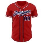 Custom Authentic Baseball Jersey in Red Navy-White Colors Custom Red Navy-White Authentic Baseball Jersey