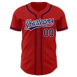 Custom Red Navy White Baseball Jersey - Authentic Style 9041 for Men Custom Red Navy-White Authentic Baseball Jersey Style